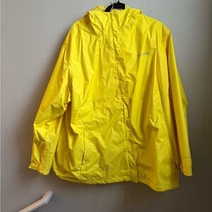 Columbia Bright Yellow Hooded Rain Shell